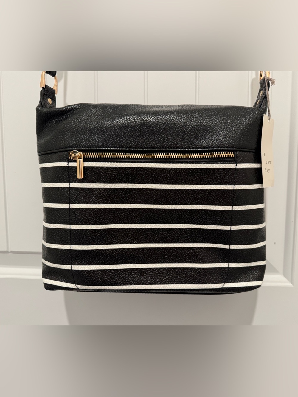 NWT A New Day Black and White Striped Women's Purse